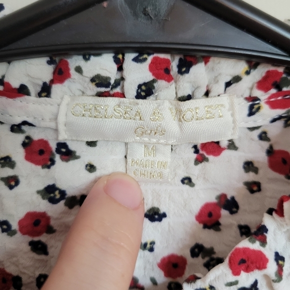 Chelsea & Violet Girls Floral Button Neck Ruffle Sleeves Dress Size Medium - Picture 4 of 5